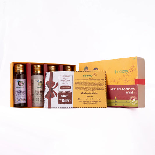 Festive gift trial pack with mustard, sesame, groundnut, and coconut oils